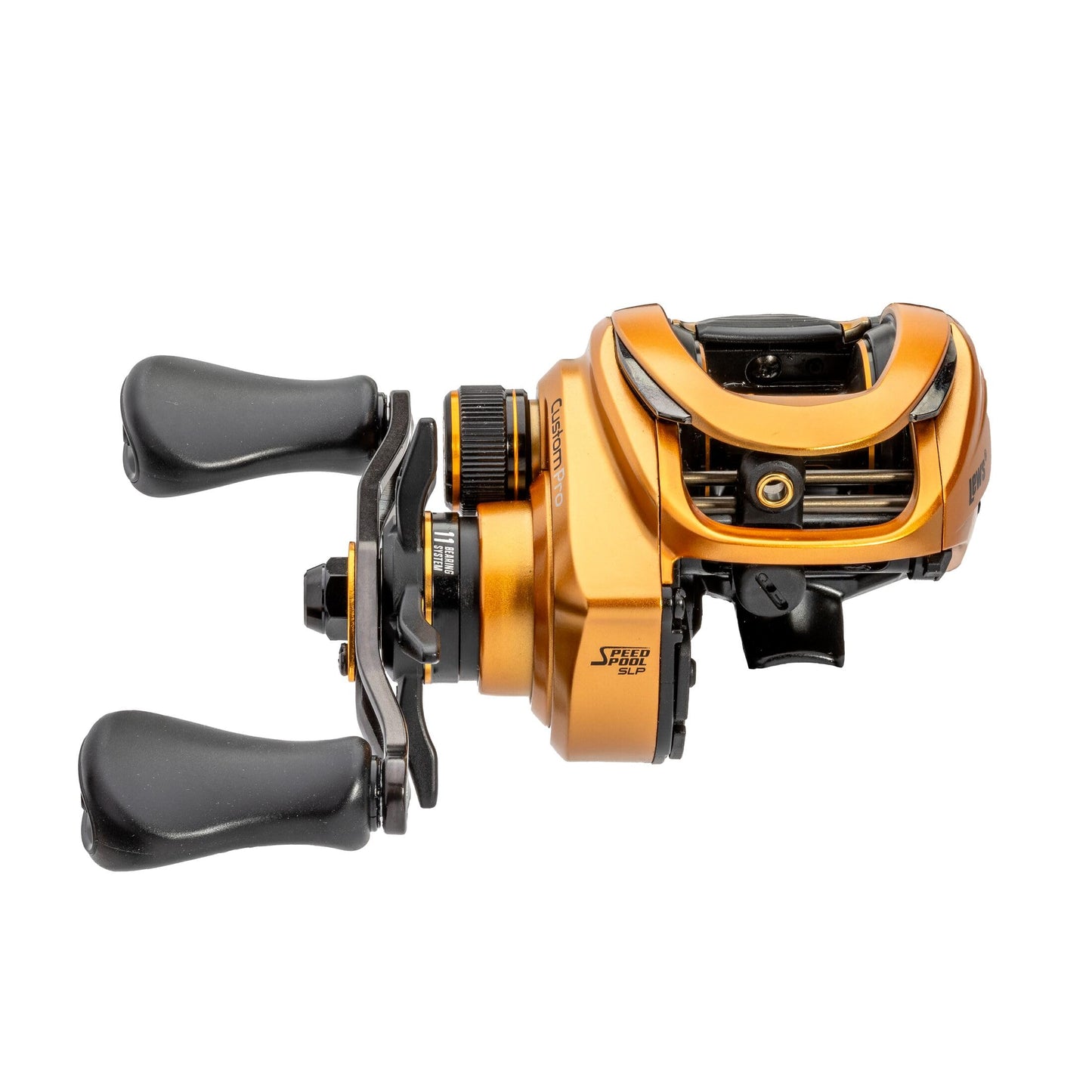 Lew’s Custom Pro Baitcast Fishing Reel, 10+1 Bearings, Aluminum Frame, ParaMag ITB Brake, Aluminum Speed Gears, Carbon Fiber Drag, Gold/Black