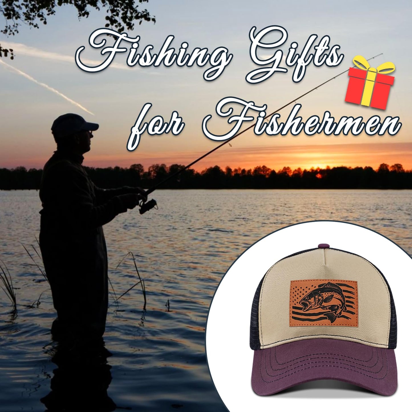 Fishing Hat for Men, Fishing Hat Gifts for Fisherman, Fathers Day Hat Gift for Men, Birthday Gift for Dad