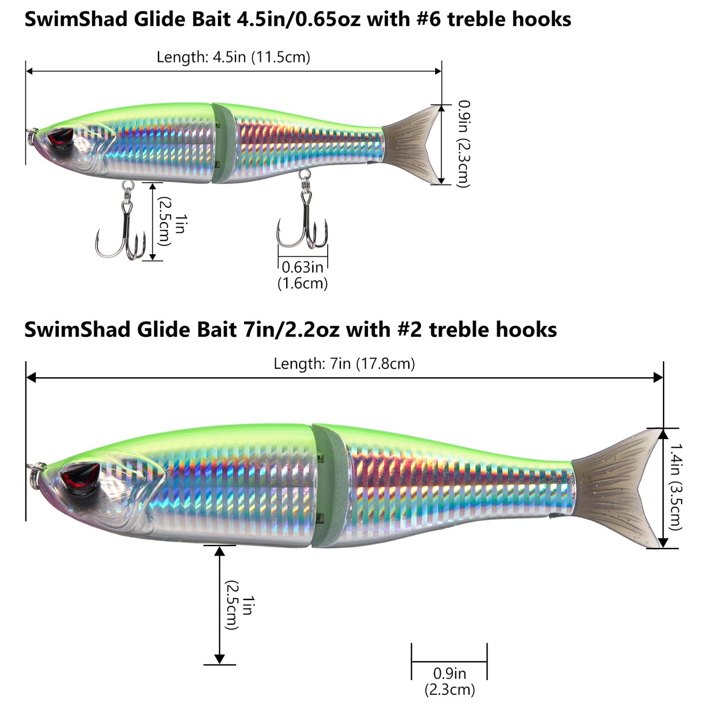 Bassdash SwimShad Glide Baits Jointed Swimbait Bass Pike Salmon Trout Muskie Fishing Lure
