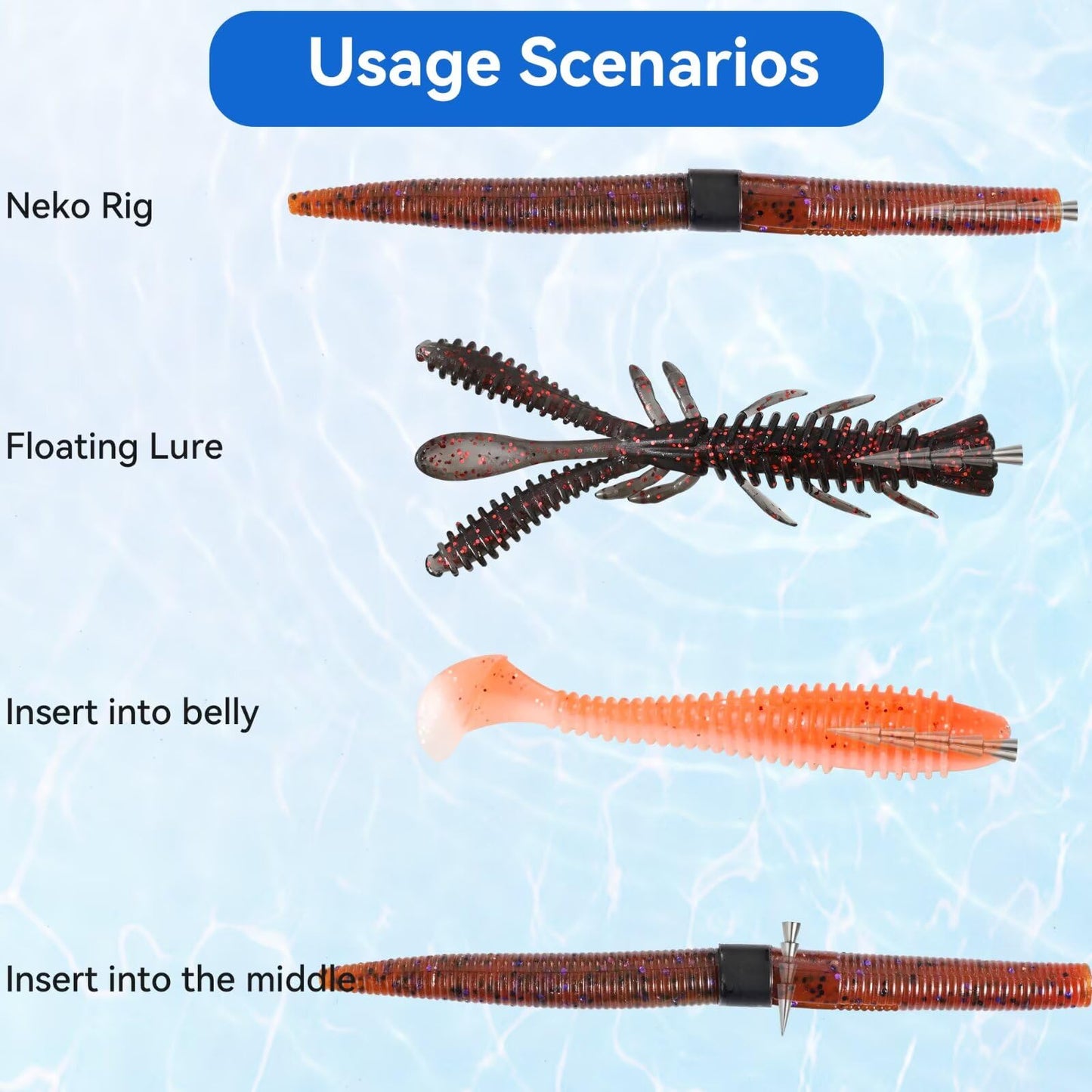 12/20pcs Tungsten Nail Weights for Neko Wacky Rig Fishing, Insert Pencil Worm Sinkers for Bass Fishing