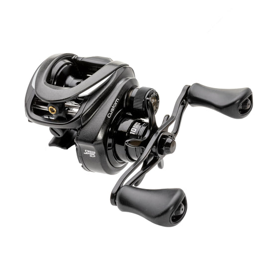 Lew’s Custom Baitcast Fishing Reel, 9+1 Bearings, Aluminum Frame and Sideplates, ParaMag RX Brake, Carbon Fiber Drag, Speed Gears, Black/Silver