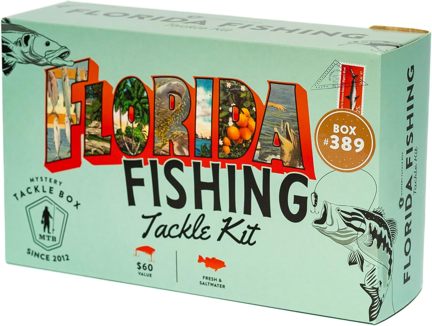 Mystery Tackle Box Florida Elite Fishing Kit – 7-9 Freshwater & Inshore Saltwater Baits for Bass, Snook, Redfish & More – Includes Exclusive Florida Decal