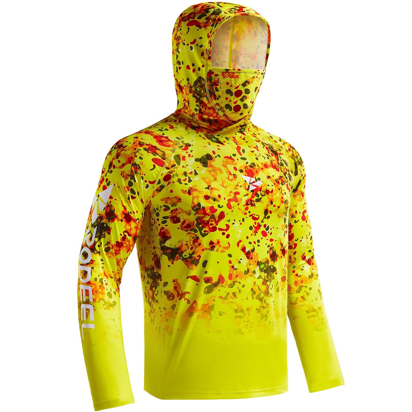 Rodeel UPF 50+ Men’s Long Sleeve Performance Fishing Hiking Shirt with Mask UV Neck Gaiter Hoodie