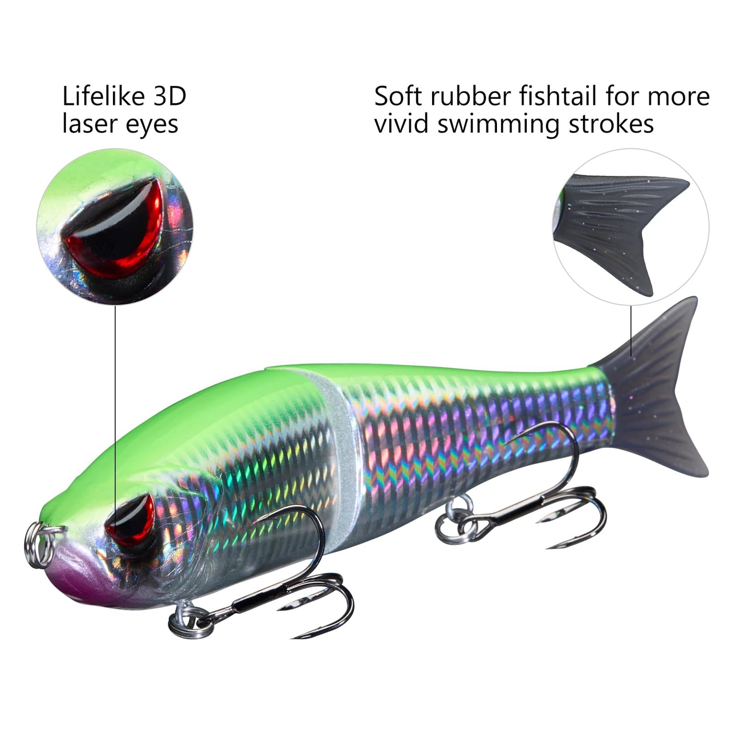 Bassdash SwimShad Glide Baits Jointed Swimbait Bass Pike Salmon Trout Muskie Fishing Lure