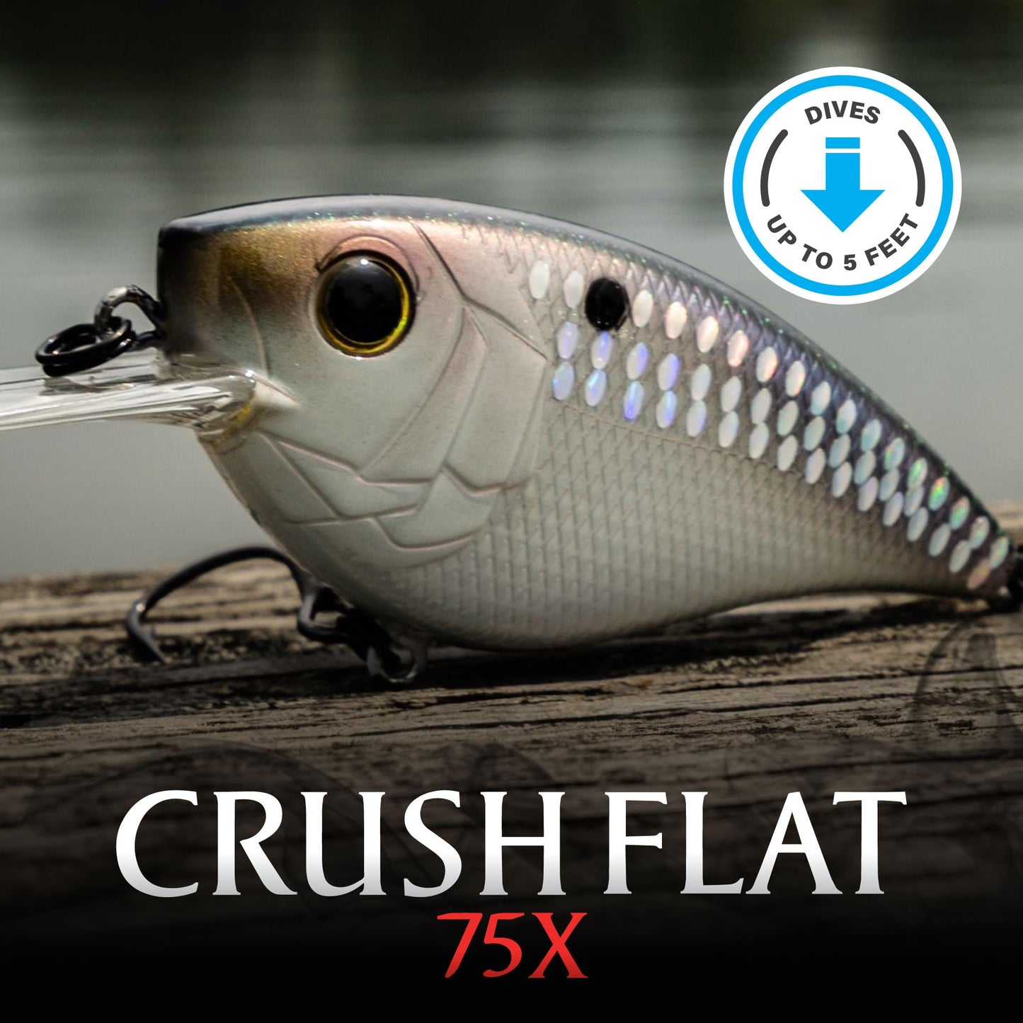 6th Sense – Crush Flat 75X – Flat-Sided Squarebill Crankbait – Bass Fishing – Dives Up to 5 ft – Hunting Action