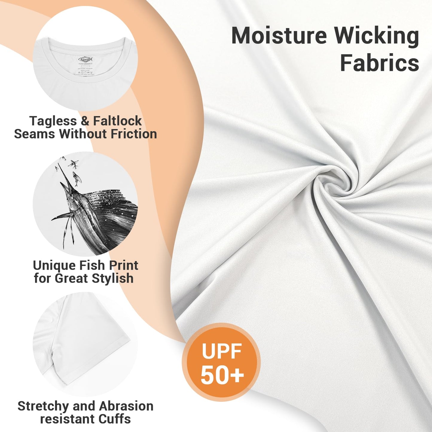 Palmyth Mens Fishing Shirts UPF 50+ Sun Protection Short Sleeve UV T-Shirts Breathable Quick-Dry