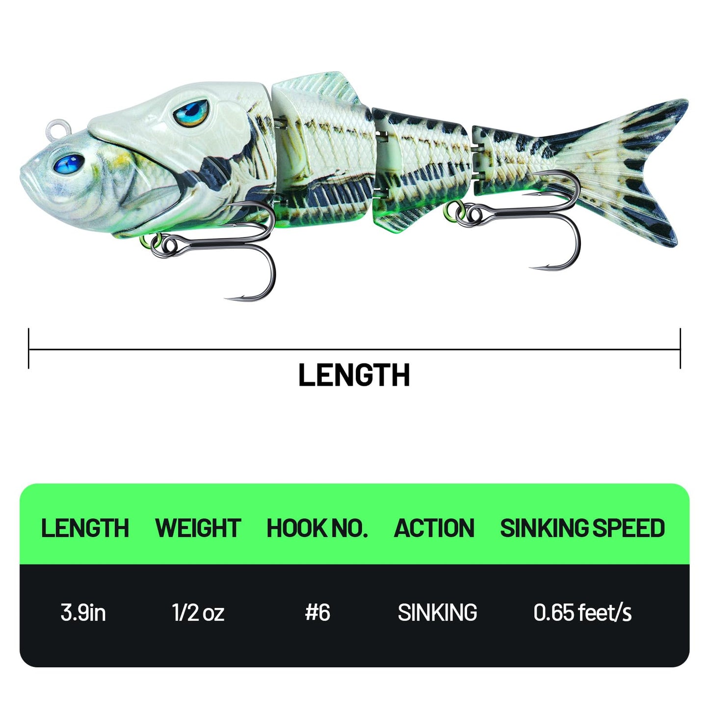 Handing Swimbaits for Bass Pike Walleye, 3 Pieces Lifelike Multi-Jointed Fishing Lures with Mustad Hooks, Fishing Bait for Freshwater and Saltwater