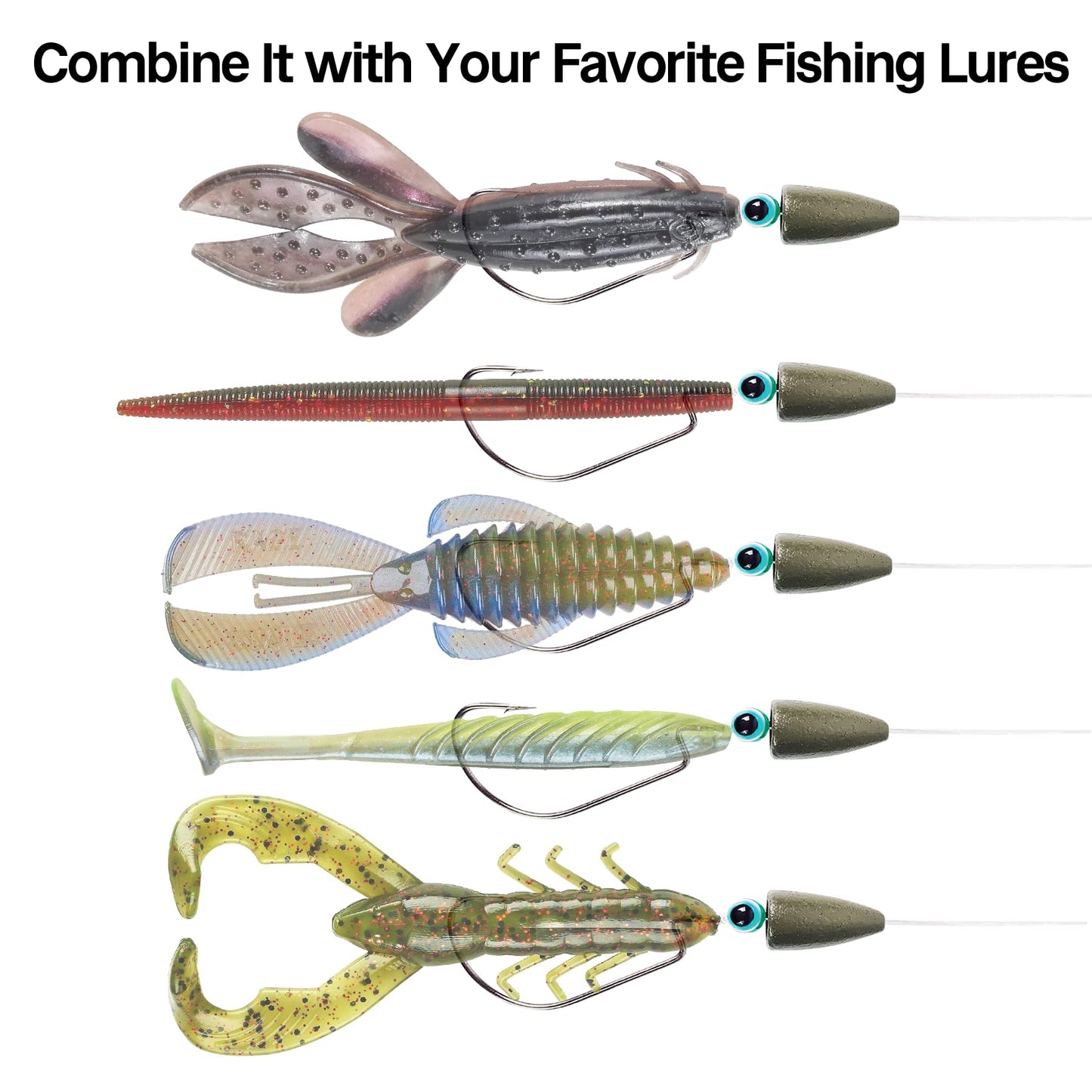 Eupheng Texas Rigs for Bass Fishing, Pre-Rigged Leader Line with Weights Hooks Barrel Swivel Kit Fishing Ready Texas Rig for Bass Perch 5PCS
