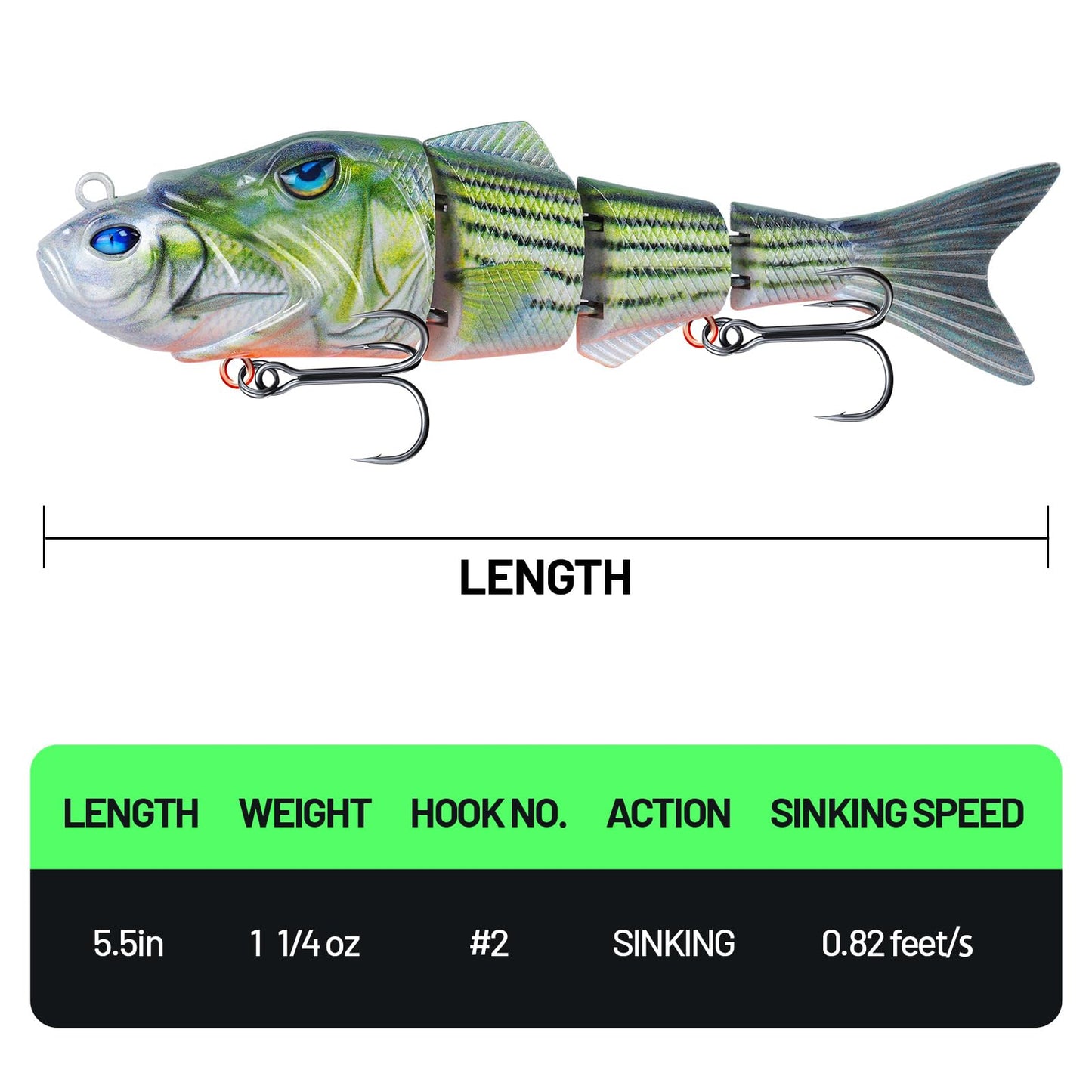Handing Swimbaits for Bass Pike Walleye, 3 Pieces Lifelike Multi-Jointed Fishing Lures with Mustad Hooks, Fishing Bait for Freshwater and Saltwater