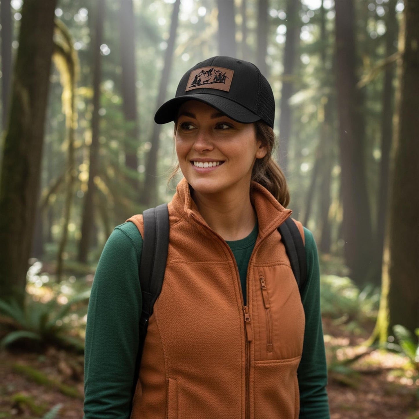 Leather Patch Trucker Hat-Adjustable Baseball Caps,Snap Back Trucker Cap Gift for Men Women Accessory
