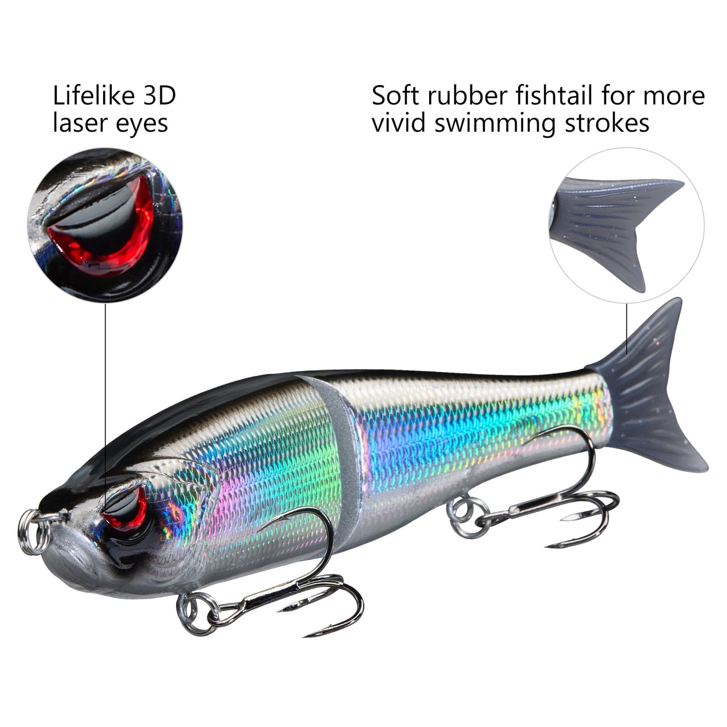 Bassdash SwimShad Glide Baits Jointed Swimbait Bass Pike Salmon Trout Muskie Fishing Lure