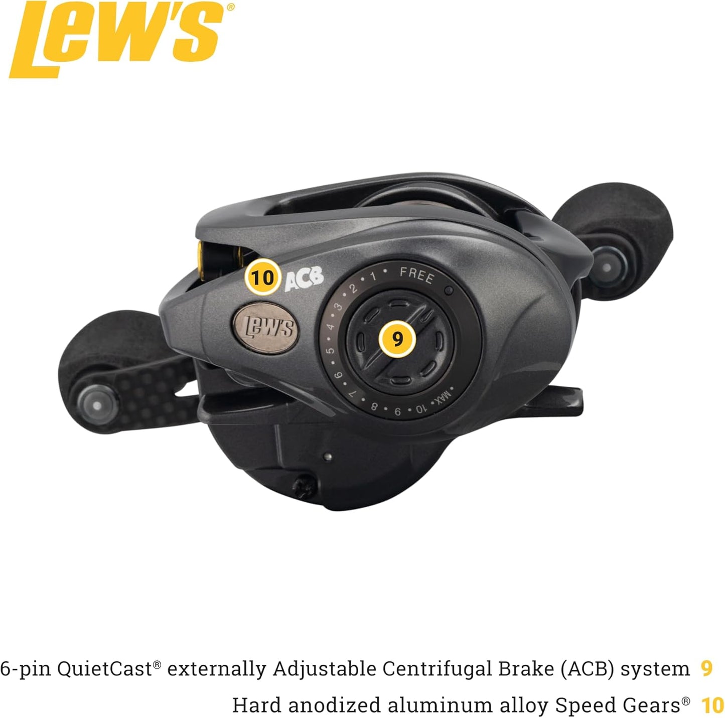 Lew’s Custom Lite SS Baitcast Fishing Reel, 10+1 Double Shielded Bearings, 7.5:1 Gear Ratio, Super Shallow 30 mm Spool, Tanso Tech Frame, Carbon Fiber Drag, Carbon Gray