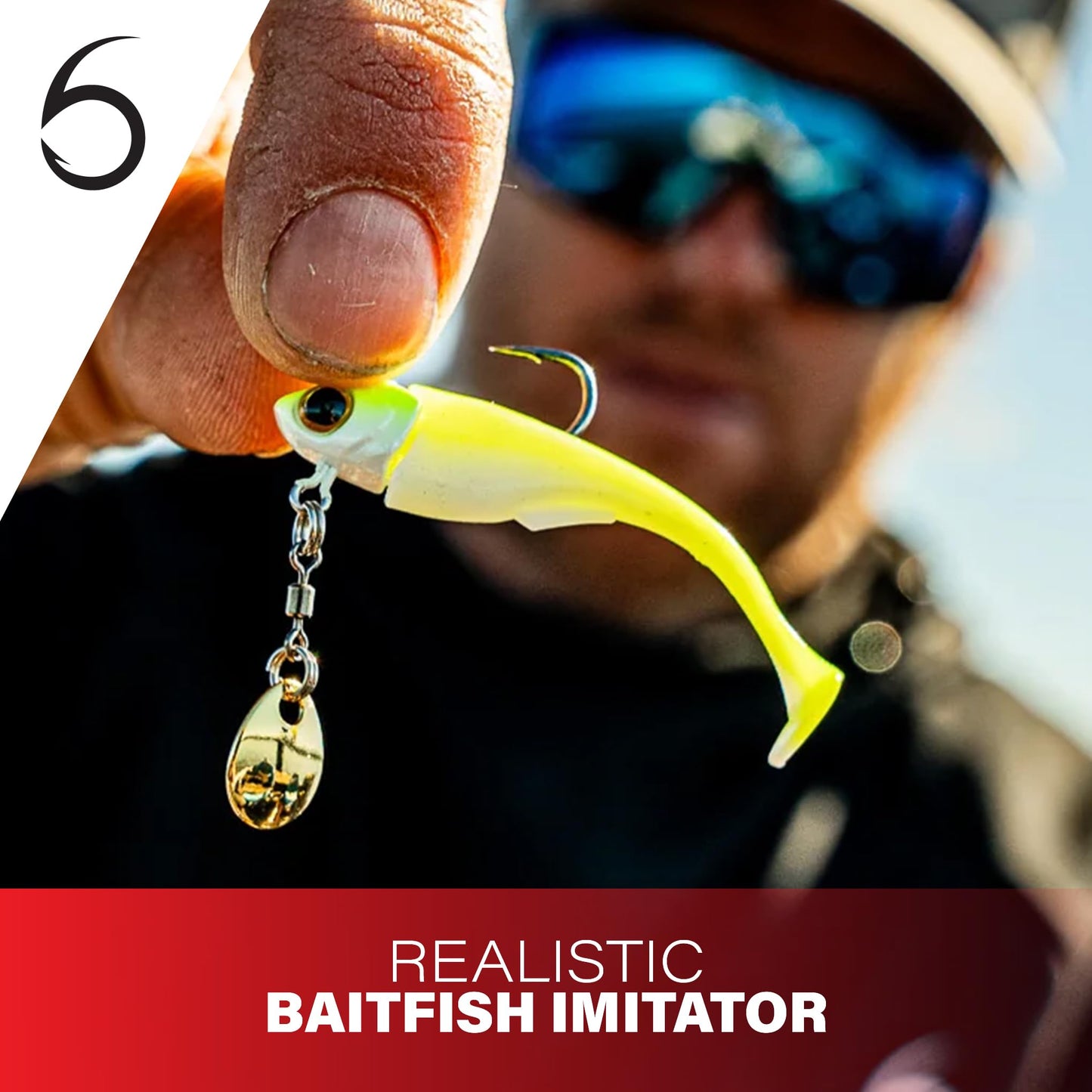 6th Sense – Pecos Underspin – Realistic Baitfish Imitator with 3D Eyes, Seamless Swimbait Integration, Premium Spinner, and Super Sharp Hook – Crappie Fishing Lure (5/pk)