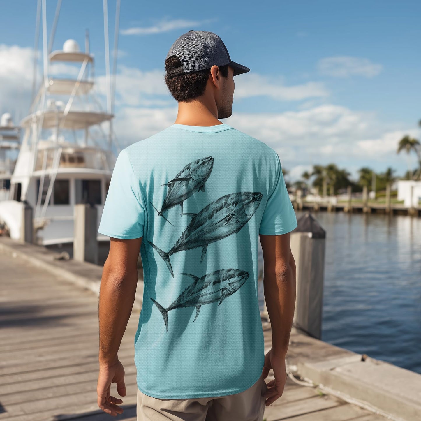 Palmyth Mens Fishing Shirts UPF 50+ Sun Protection Short Sleeve UV T-Shirts Breathable Quick-Dry