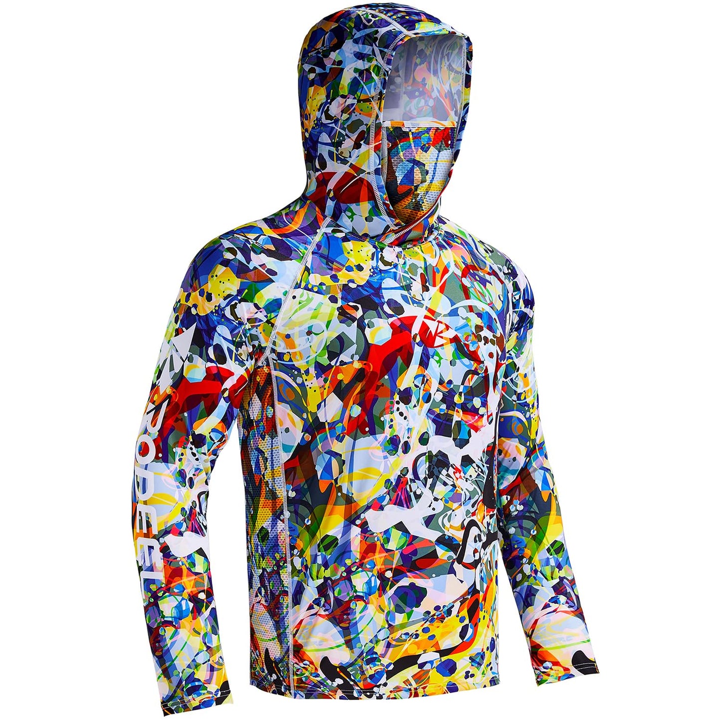 Rodeel UPF 50+ Men’s Long Sleeve Performance Fishing Hiking Shirt with Mask UV Neck Gaiter Hoodie