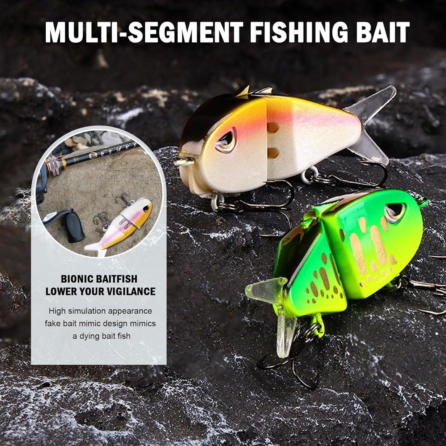 2 Pack Mini Glide Bait, Raptor Fishing Lure, Mini Swimbait, Glide Baits for Bass Amazing Fishing Gear Gifts for Family