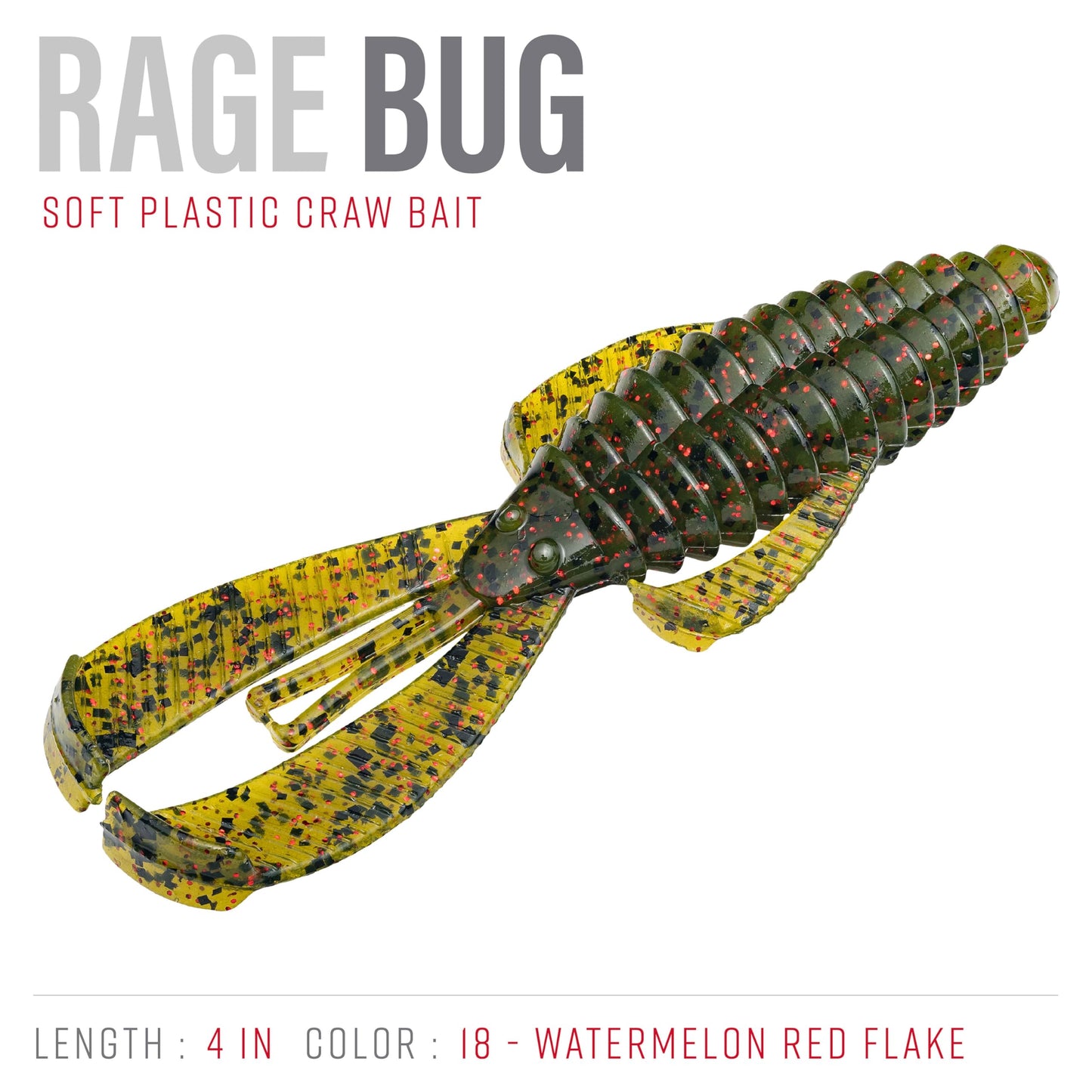 Strike King Rage Bug Fishing Lure, Soft Plastic Grub, Unique Design, Subtle Action