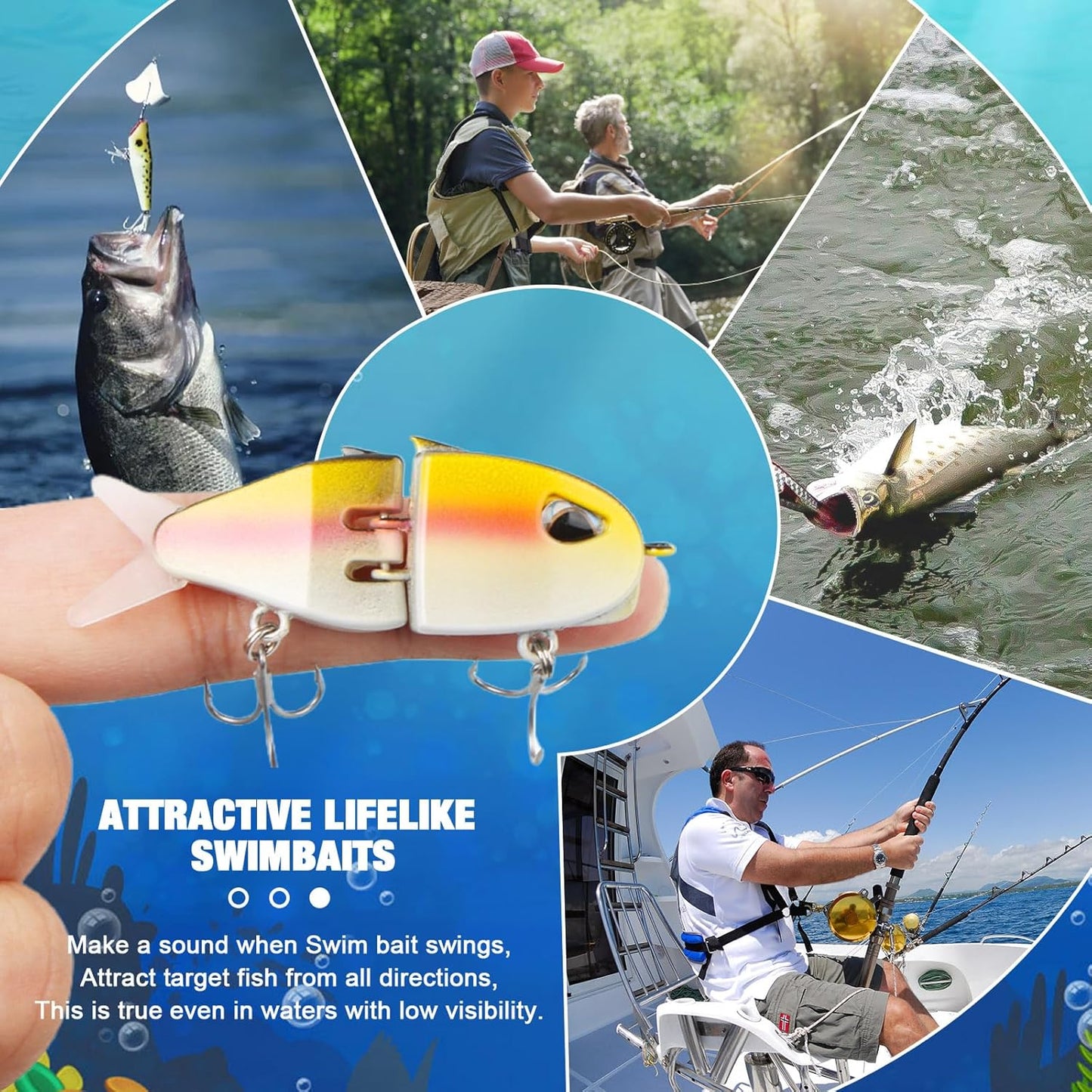 2 Pack Mini Glide Bait, Raptor Fishing Lure, Mini Swimbait, Glide Baits for Bass Amazing Fishing Gear Gifts for Family