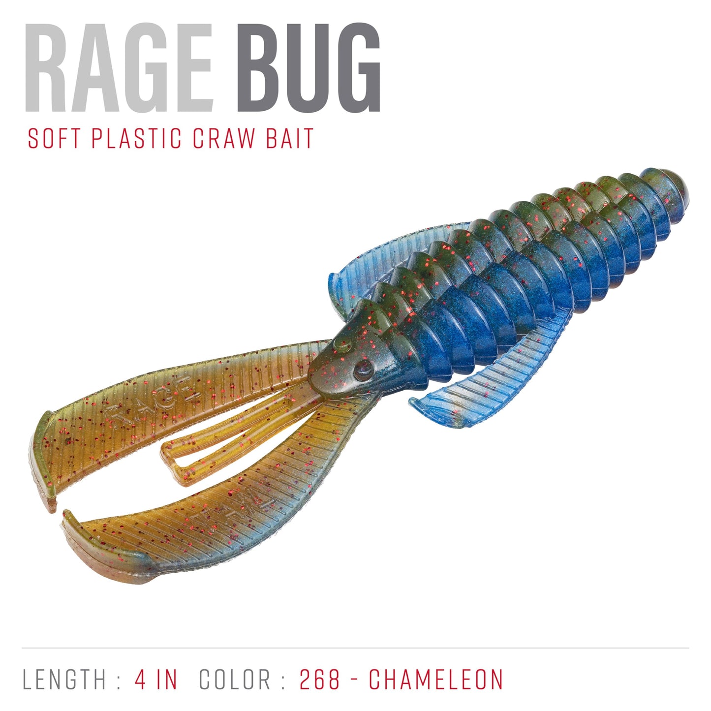Strike King Rage Bug Fishing Lure, Soft Plastic Grub, Unique Design, Subtle Action