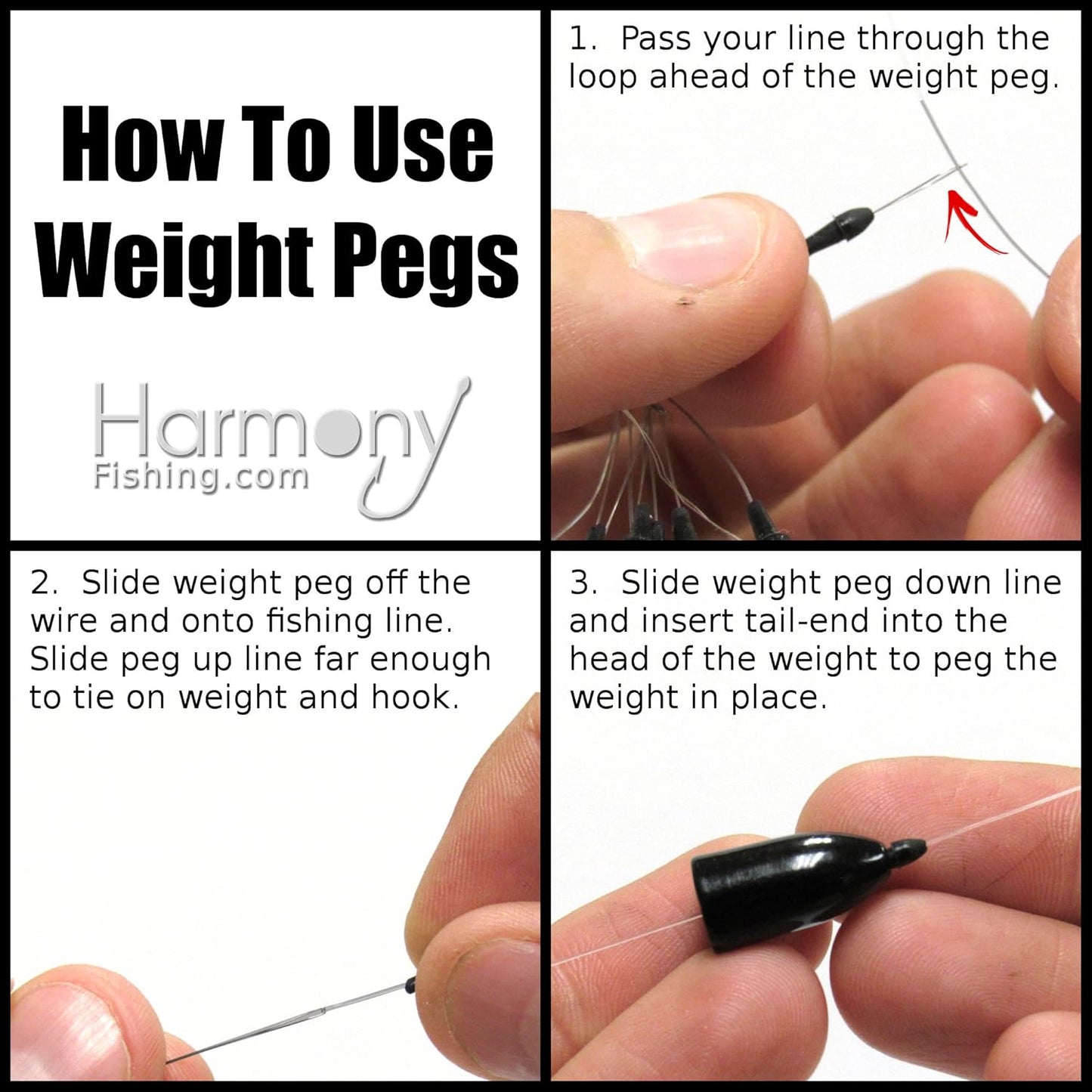 Harmony Fishing - Weight Pegs for Lead or Tungsten Worm/Flipping Weights (8 Pack = 80 Pegs)