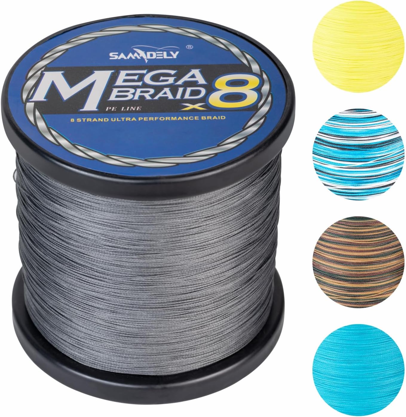 Braided Fishing Line, 8 Strands, Abrasion Resistant, No Stretch, Colored for Visibility, Saltwater/Freshwater