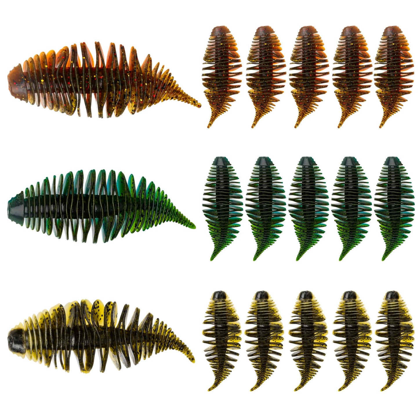 THKFISH Soft Swimbait 5/6 PCS or 15/18 PCS Soft Plastic Fishing Lures Bass Lures Swim Baits Lures for Bass Fishing Worms for Bass