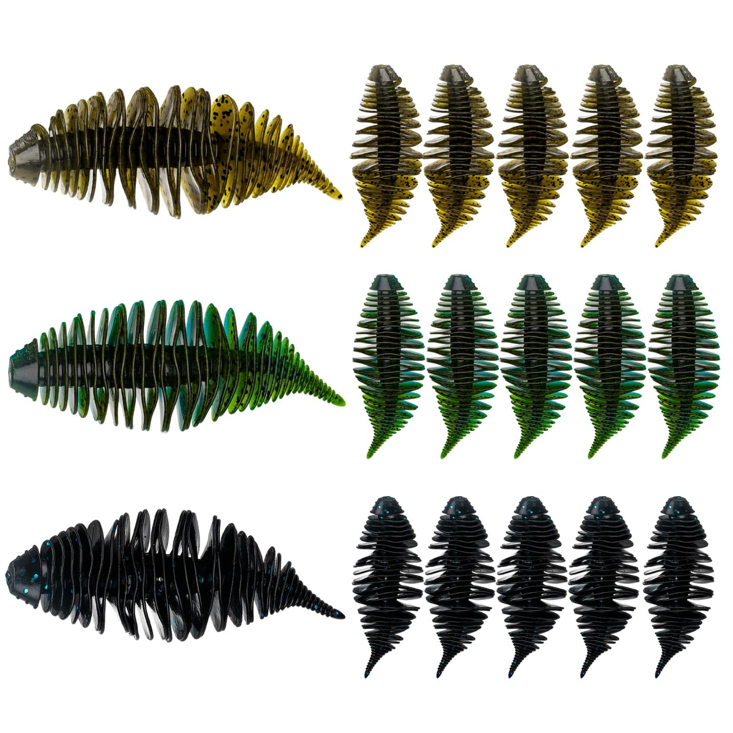 THKFISH Soft Swimbait 5/6 PCS or 15/18 PCS Soft Plastic Fishing Lures Bass Lures Swim Baits Lures for Bass Fishing Worms for Bass