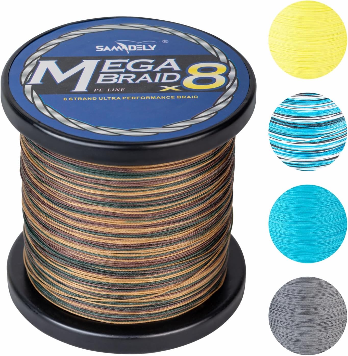 Braided Fishing Line, 8 Strands, Abrasion Resistant, No Stretch, Colored for Visibility, Saltwater/Freshwater