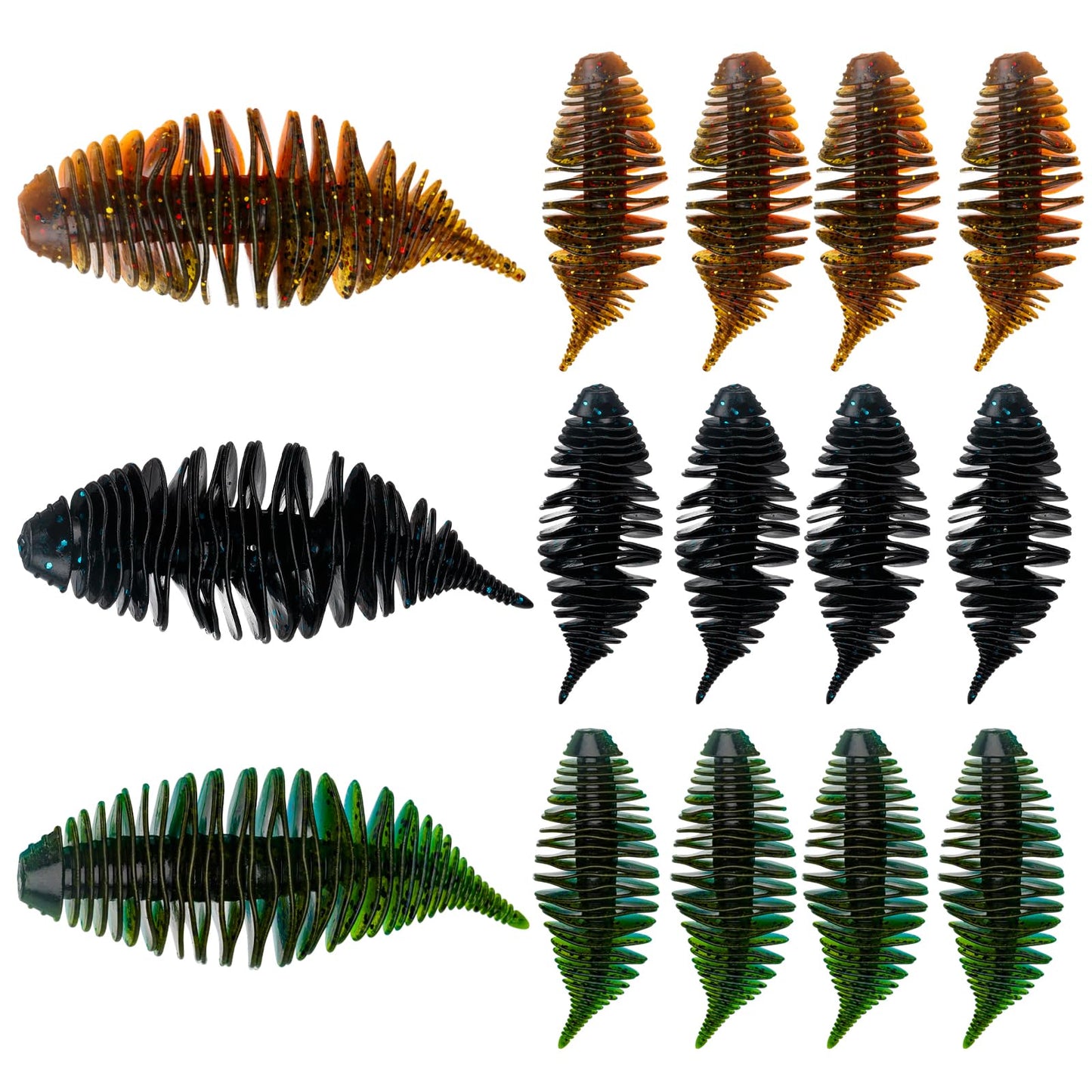 THKFISH Soft Swimbait 5/6 PCS or 15/18 PCS Soft Plastic Fishing Lures Bass Lures Swim Baits Lures for Bass Fishing Worms for Bass