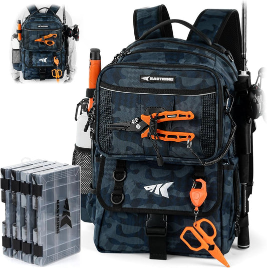 KastKing BaitSpace 50L Fishing Tackle Backpack with Removable Bait Binder,2 Rod Holders Storage Fishing Gear and Equipment