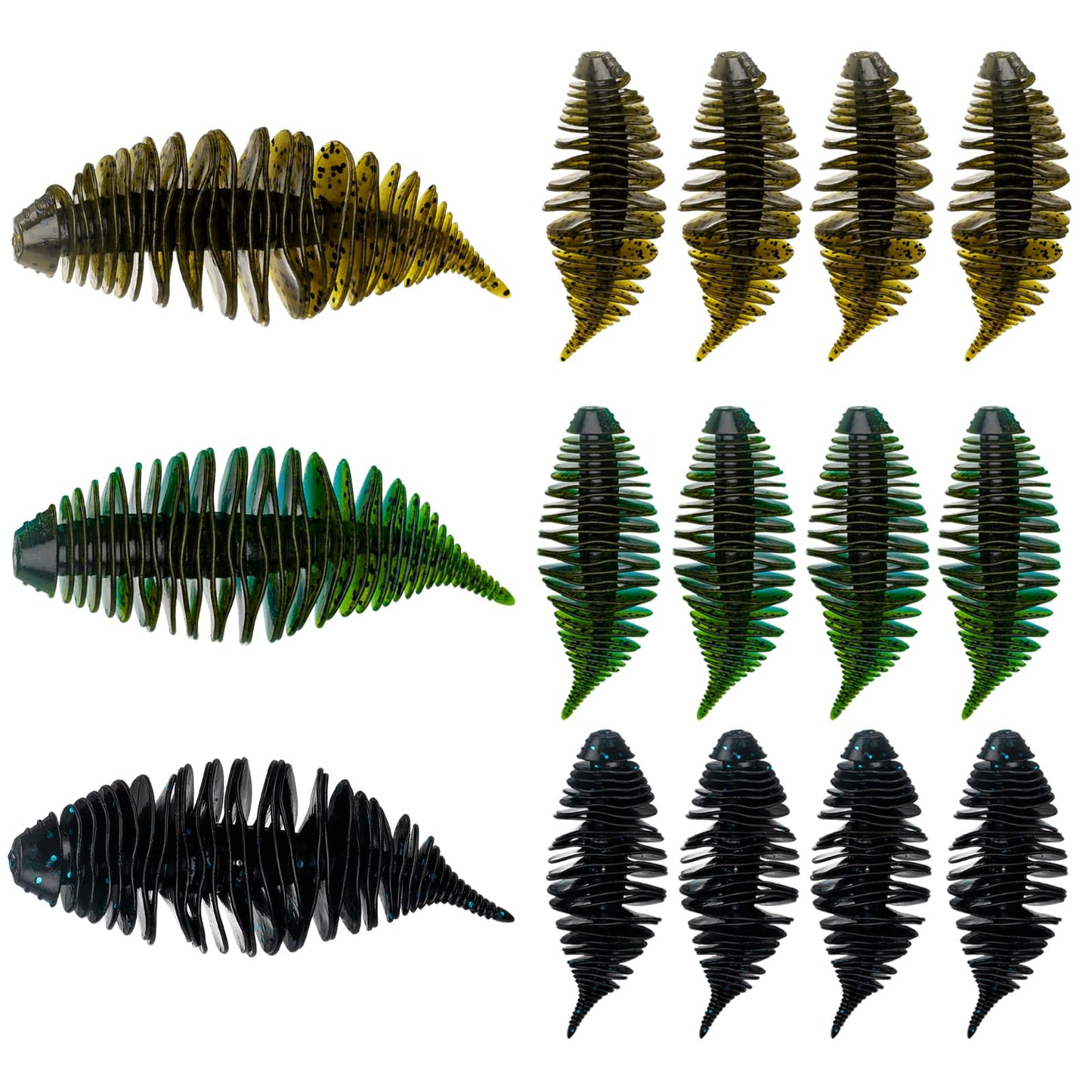 THKFISH Soft Swimbait 5/6 PCS or 15/18 PCS Soft Plastic Fishing Lures Bass Lures Swim Baits Lures for Bass Fishing Worms for Bass