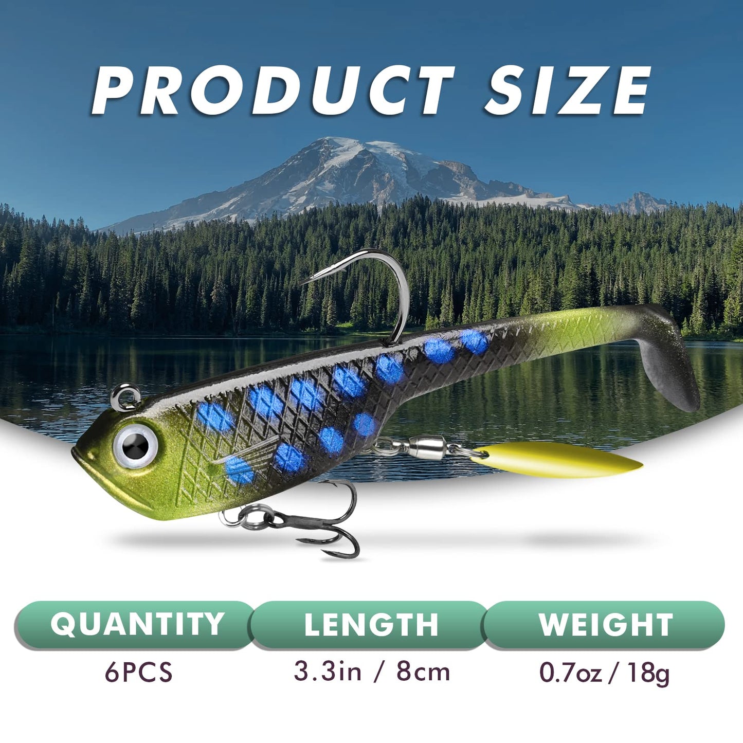 Gotour Weedless Soft Fishing Lures for Freshwater and Saltwater, Premium Pre-Rigged Jig Head Paddle Tail Swimbaits for Bass Fishing，Jigs Fishing Bait for Crappie Trout Walleye, Amazing Fishing Gifts