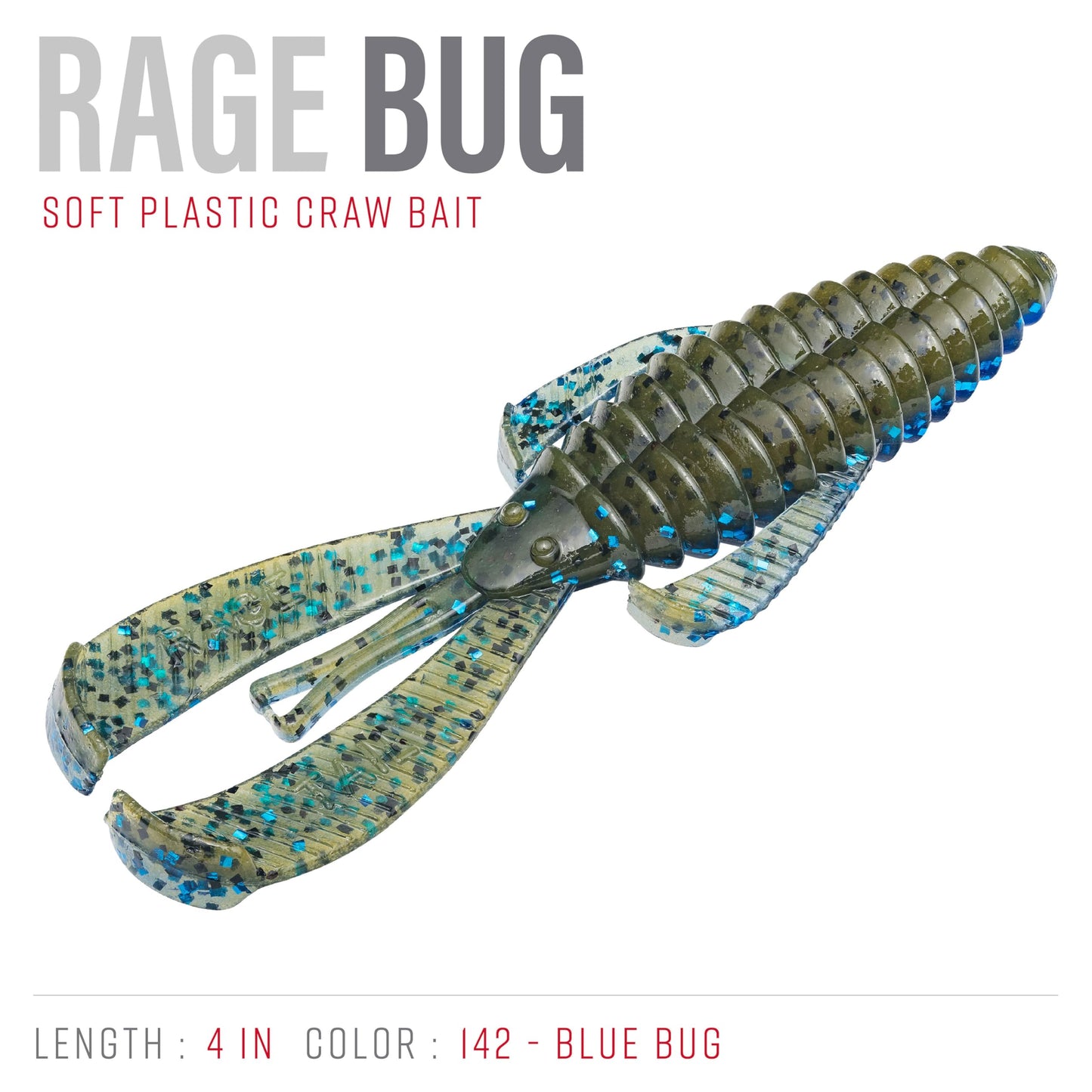Strike King Rage Bug Fishing Lure, Soft Plastic Grub, Unique Design, Subtle Action