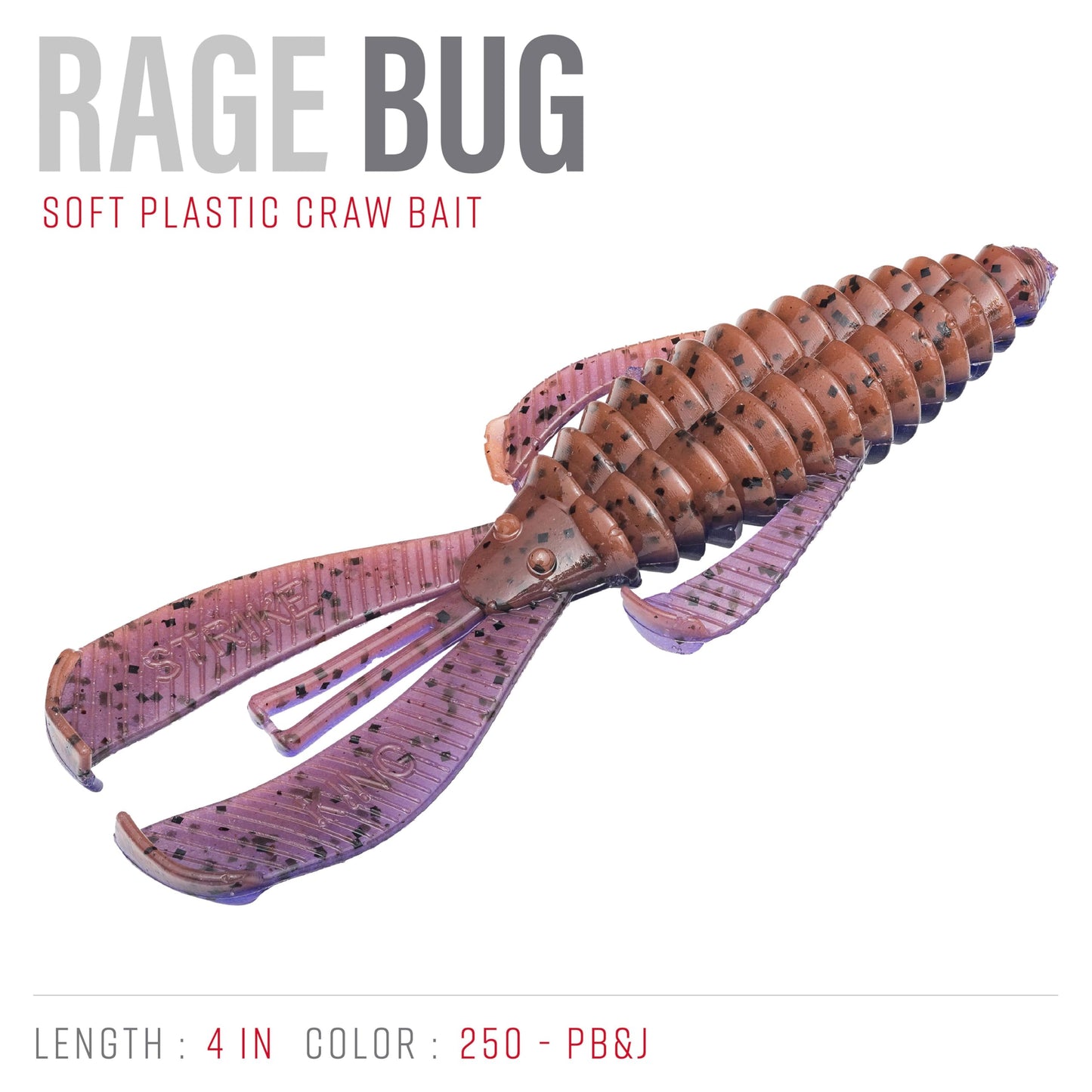 Strike King Rage Bug Fishing Lure, Soft Plastic Grub, Unique Design, Subtle Action