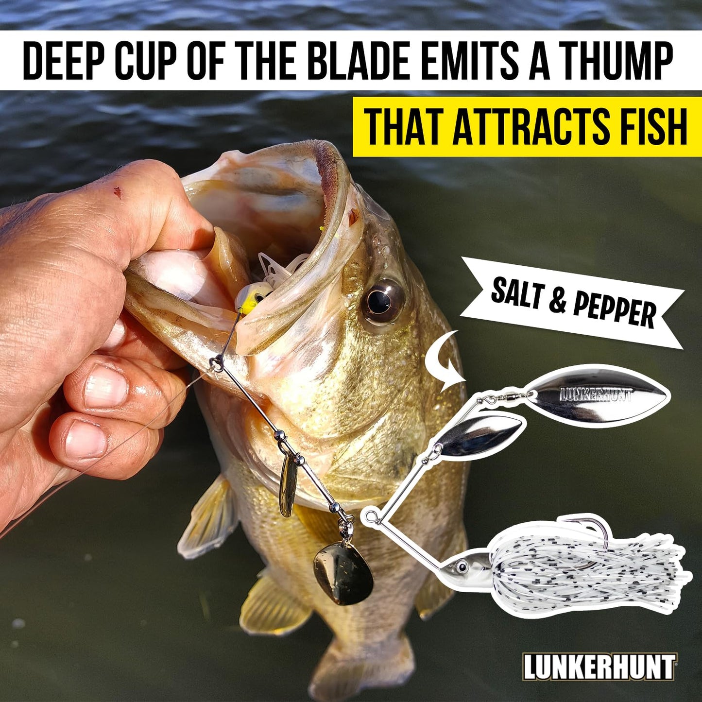Lunkerhunt Impact Ignite | Spinnerbaits with 2 Willow Leaf Blades | Sink Fast Fishing Lure for Bass and Trout | Silicon Skirt, Swim Jig Saltwater and Deep Water Fishing Bait