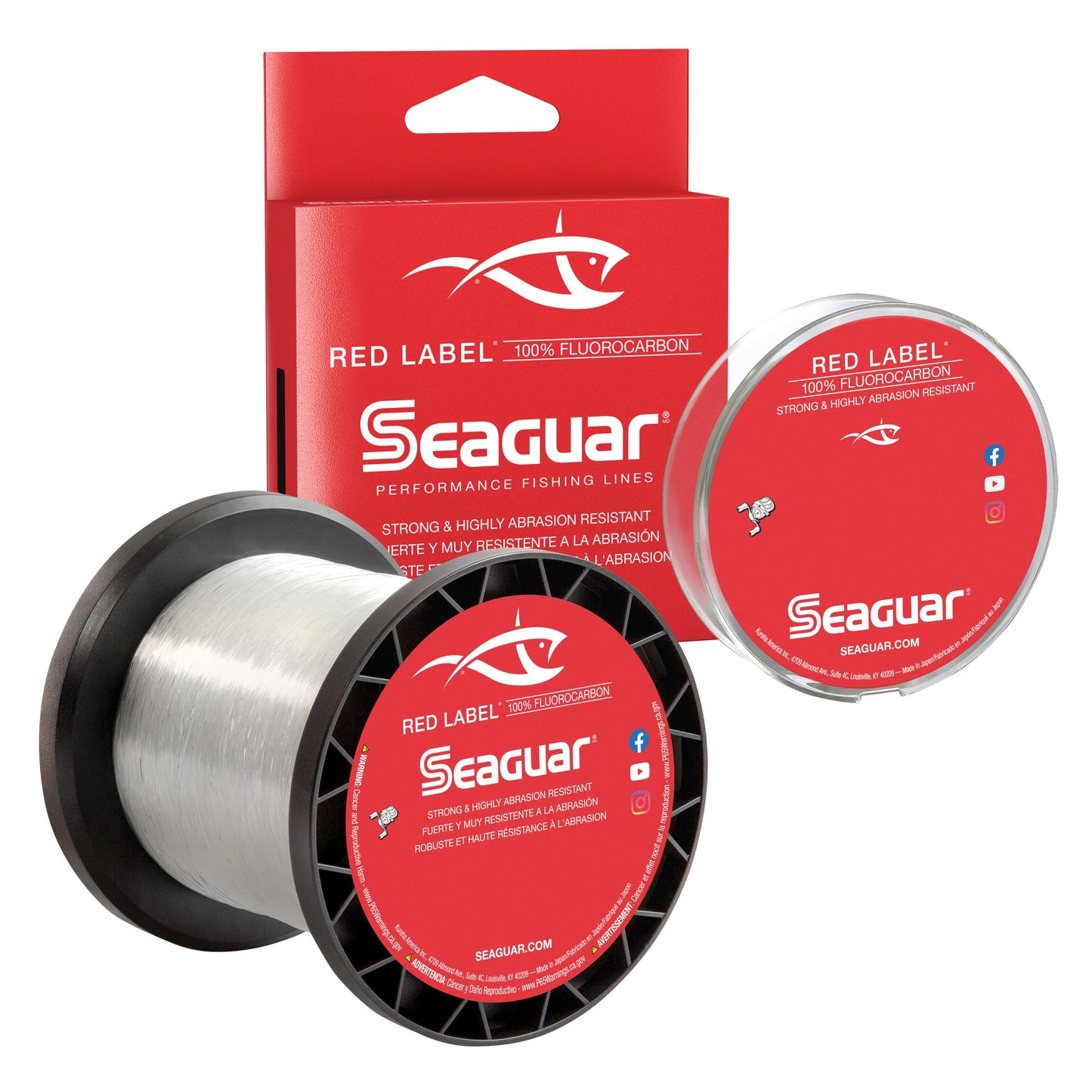 Seaguar Red Label Fishing Line for Power Baits & Heavy-Duty Applications, Freshwater, 100% Fluorocarbon, Clear, Multiple Sizes