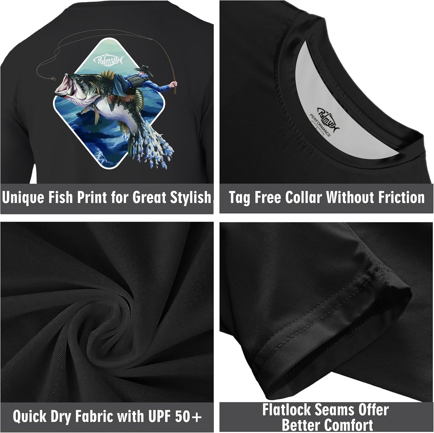 Palmyth Fishing Shirts for Men Long Sleeve UPF 50+ T Shirt Sun Protection Tee