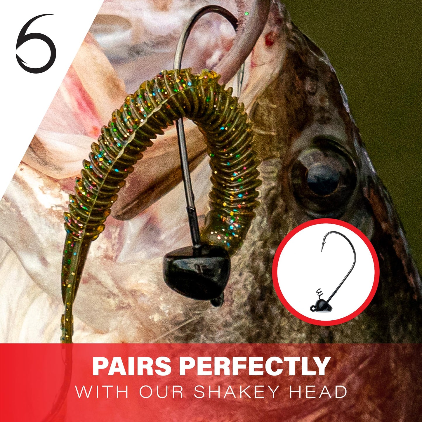 6th Sense – Boosa 9.6" Ribbon Tail Worm – Bass Fishing Lure with Alternating Ribs, Flexible Body Action, and Vibrating Ringed Tail for Added Motion – Made in The USA