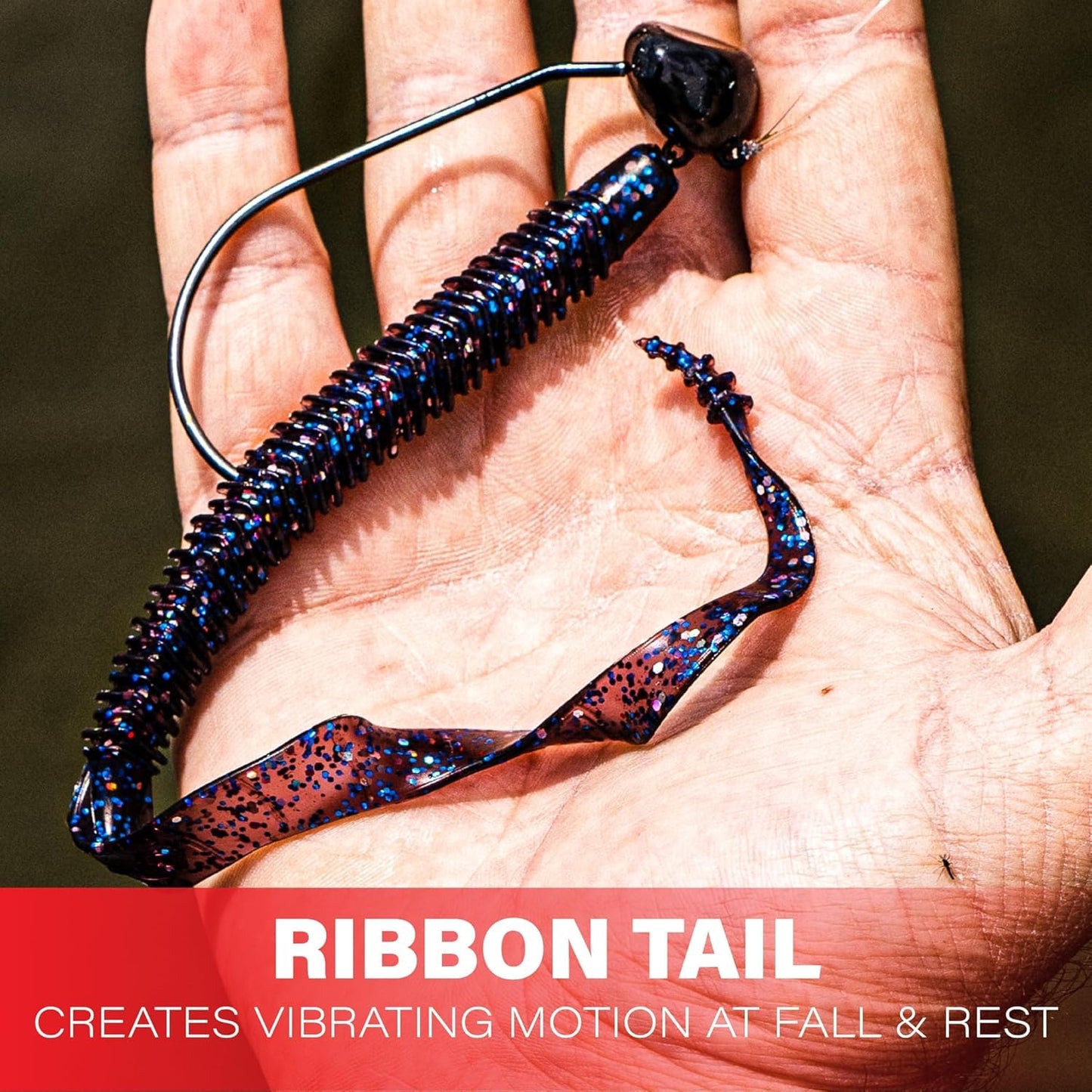 6th Sense – Boosa 9.6" Ribbon Tail Worm – Bass Fishing Lure with Alternating Ribs, Flexible Body Action, and Vibrating Ringed Tail for Added Motion – Made in The USA