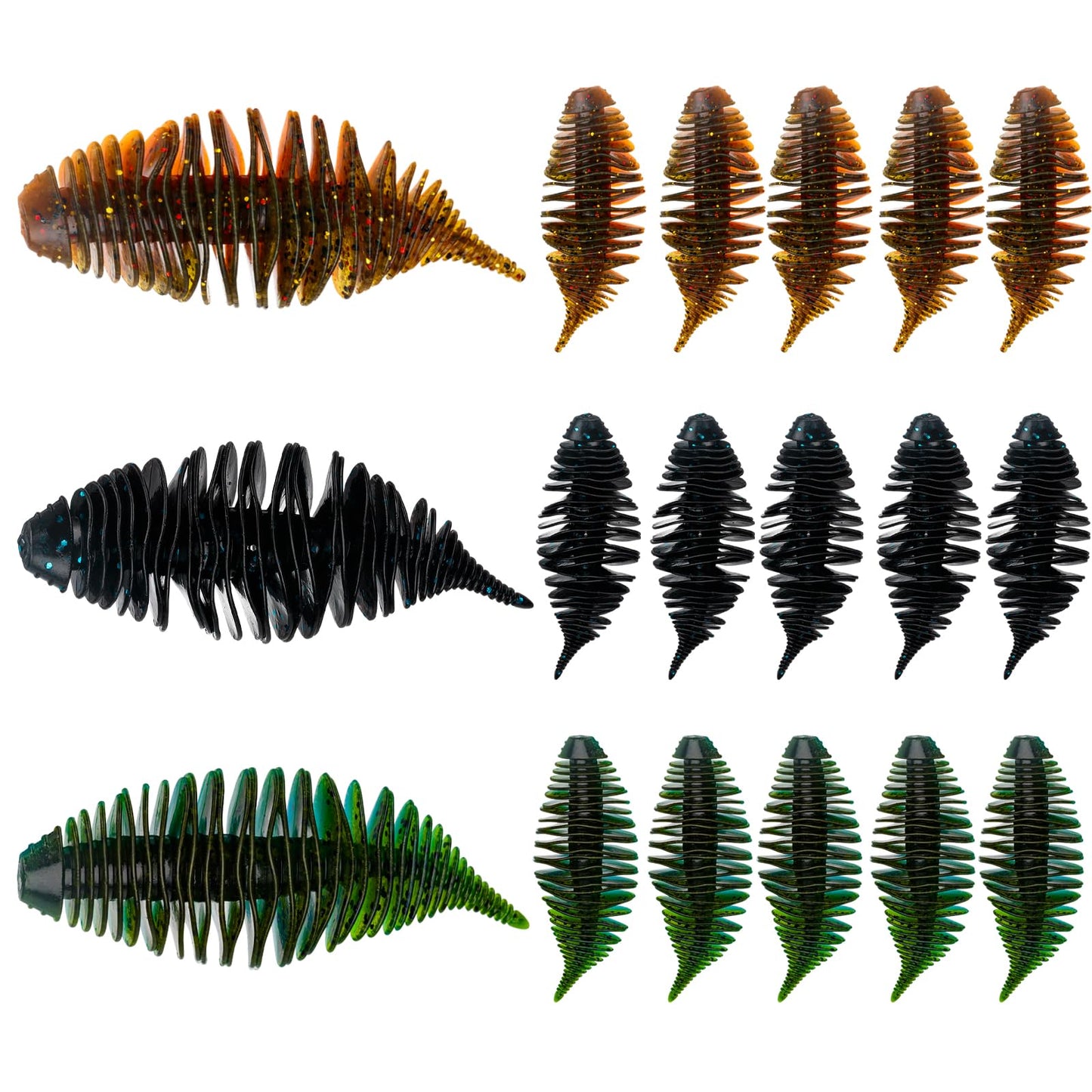 THKFISH Soft Swimbait 5/6 PCS or 15/18 PCS Soft Plastic Fishing Lures Bass Lures Swim Baits Lures for Bass Fishing Worms for Bass