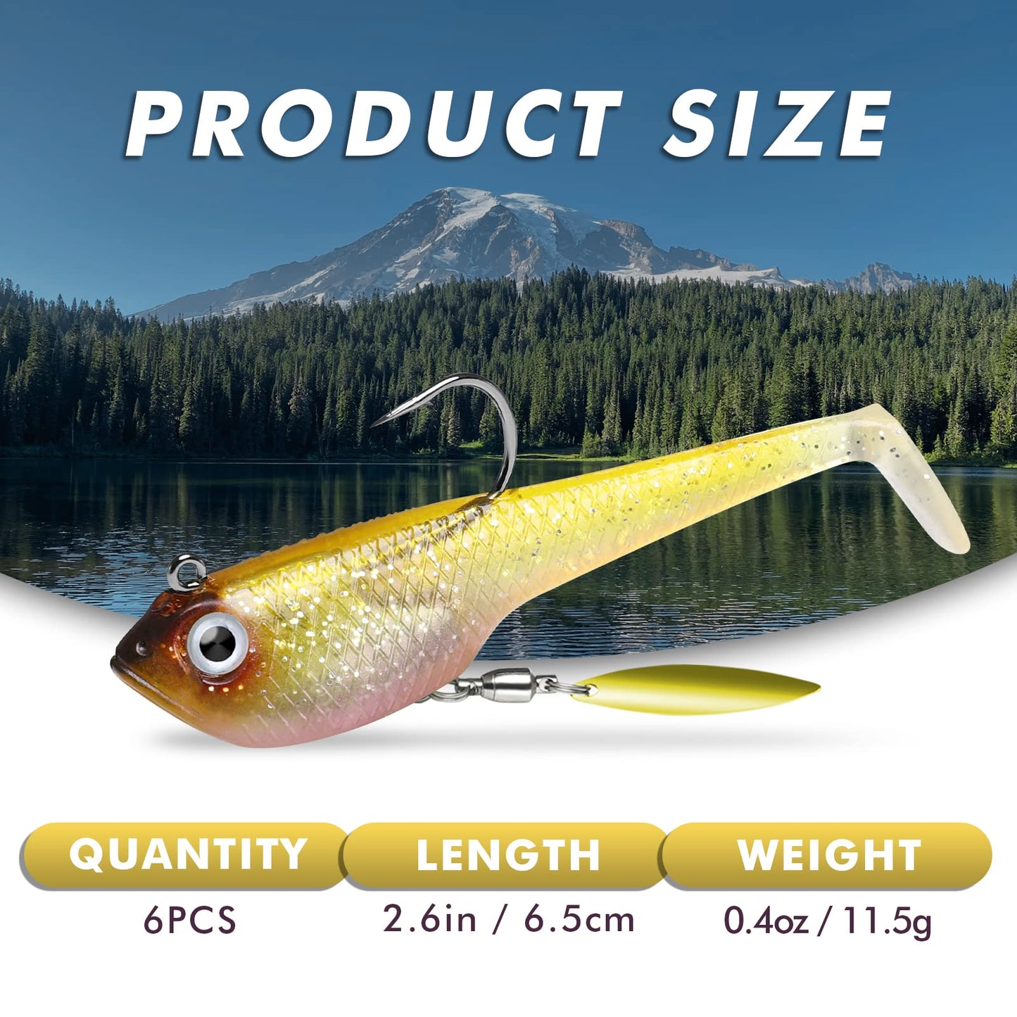 Gotour Weedless Soft Fishing Lures for Freshwater and Saltwater, Premium Pre-Rigged Jig Head Paddle Tail Swimbaits for Bass Fishing，Jigs Fishing Bait for Crappie Trout Walleye, Amazing Fishing Gifts
