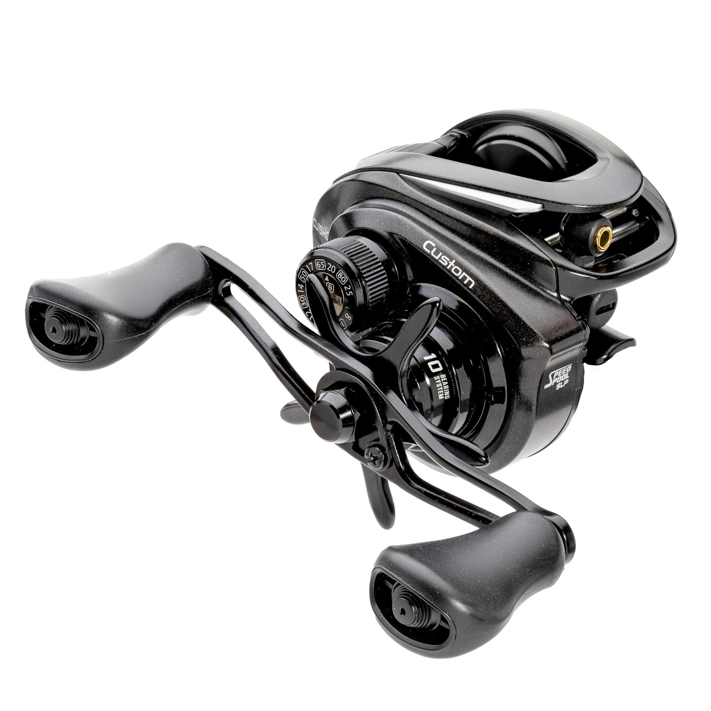 Lew’s Custom Baitcast Fishing Reel, 9+1 Bearings, Aluminum Frame and Sideplates, ParaMag RX Brake, Carbon Fiber Drag, Speed Gears, Black/Silver