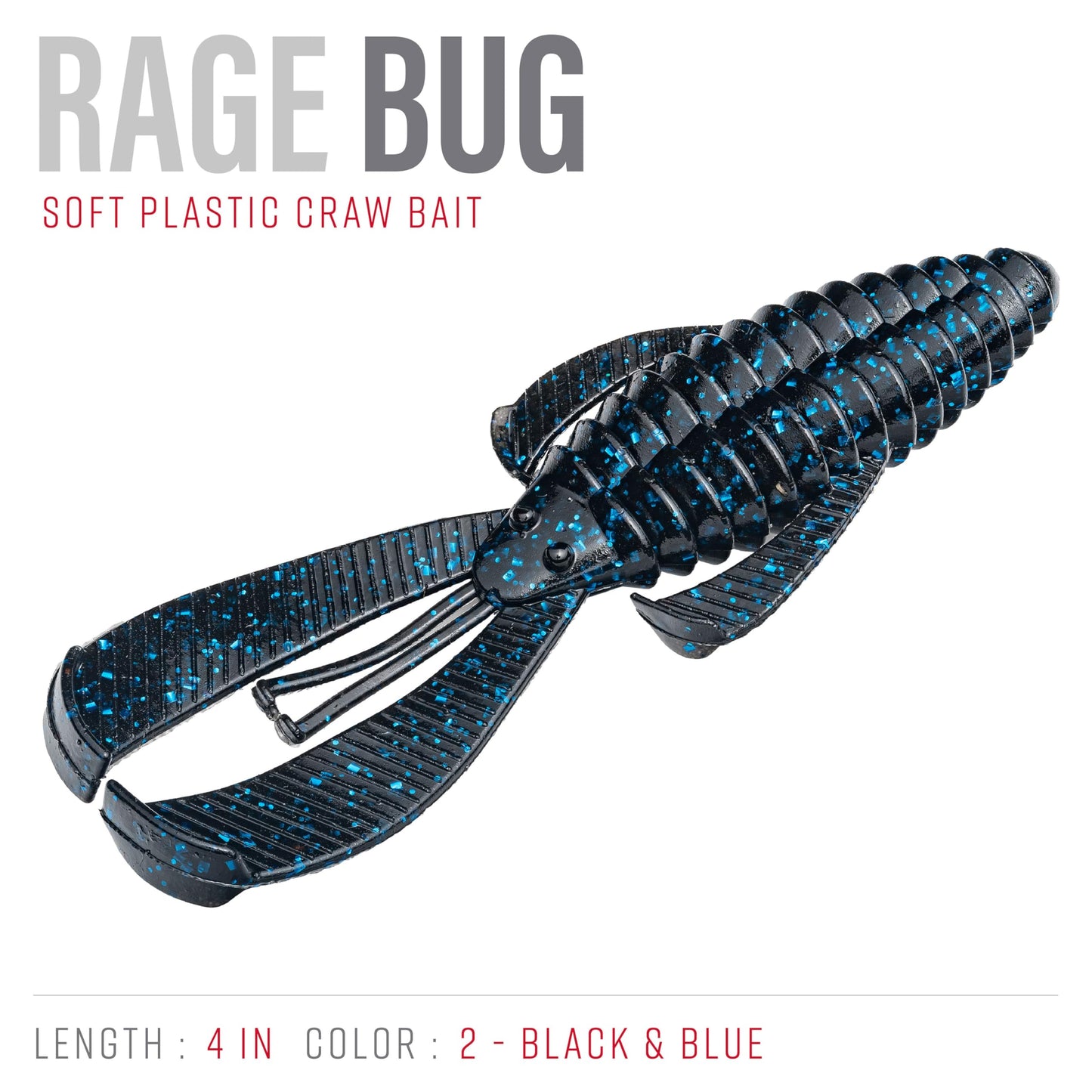 Strike King Rage Bug Fishing Lure, Soft Plastic Grub, Unique Design, Subtle Action