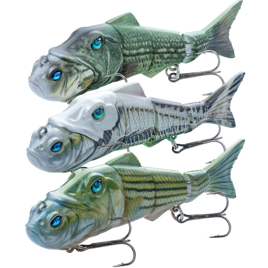 Handing Swimbaits for Bass Pike Walleye, 3 Pieces Lifelike Multi-Jointed Fishing Lures with Mustad Hooks, Fishing Bait for Freshwater and Saltwater
