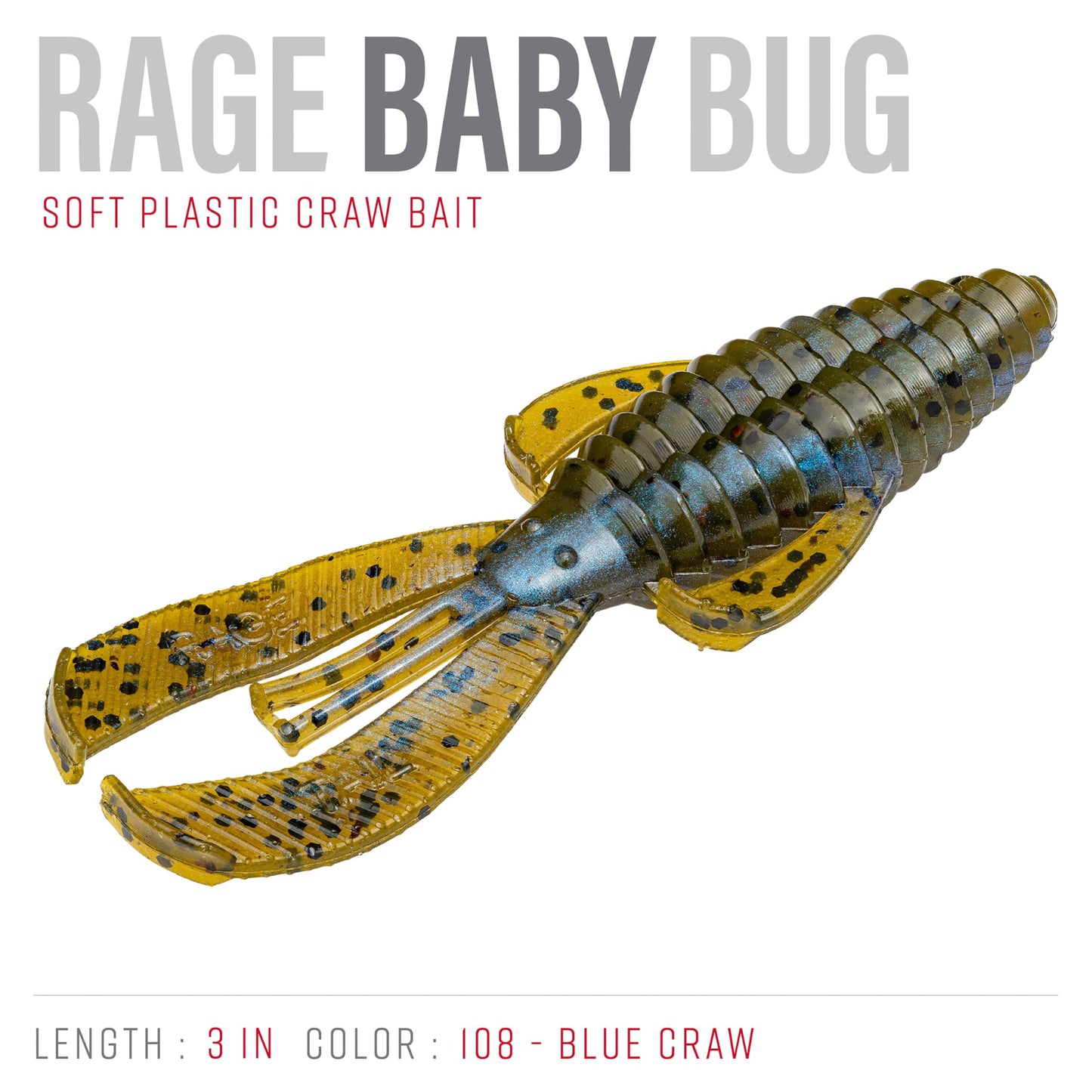 Strike King Rage Bug Fishing Lure, Soft Plastic Grub, Unique Design, Subtle Action