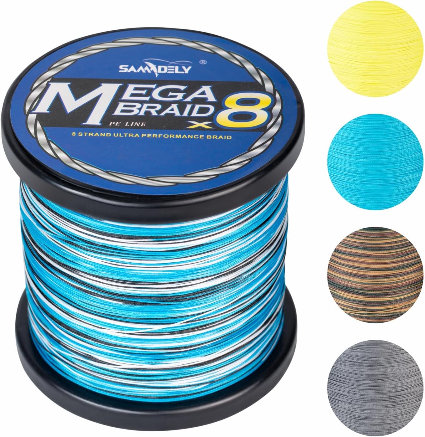 Braided Fishing Line, 8 Strands, Abrasion Resistant, No Stretch, Colored for Visibility, Saltwater/Freshwater