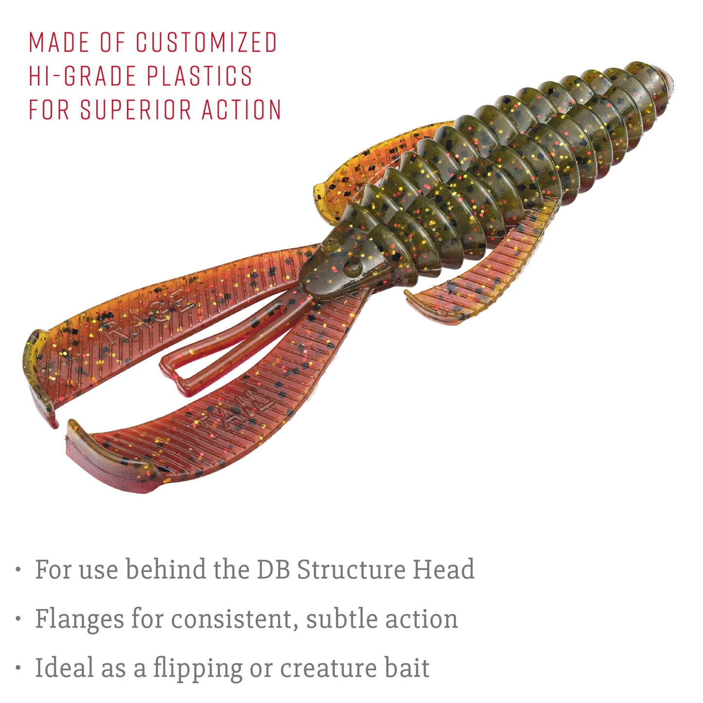 Strike King Rage Bug Fishing Lure, Soft Plastic Grub, Unique Design, Subtle Action