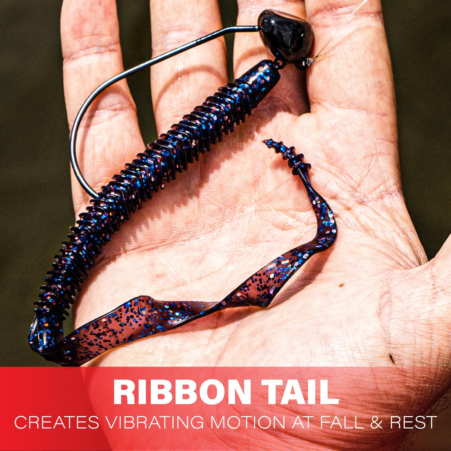 6th Sense – Boosa 9.6" Ribbon Tail Worm – Bass Fishing Lure with Alternating Ribs, Flexible Body Action, and Vibrating Ringed Tail for Added Motion – Made in The USA