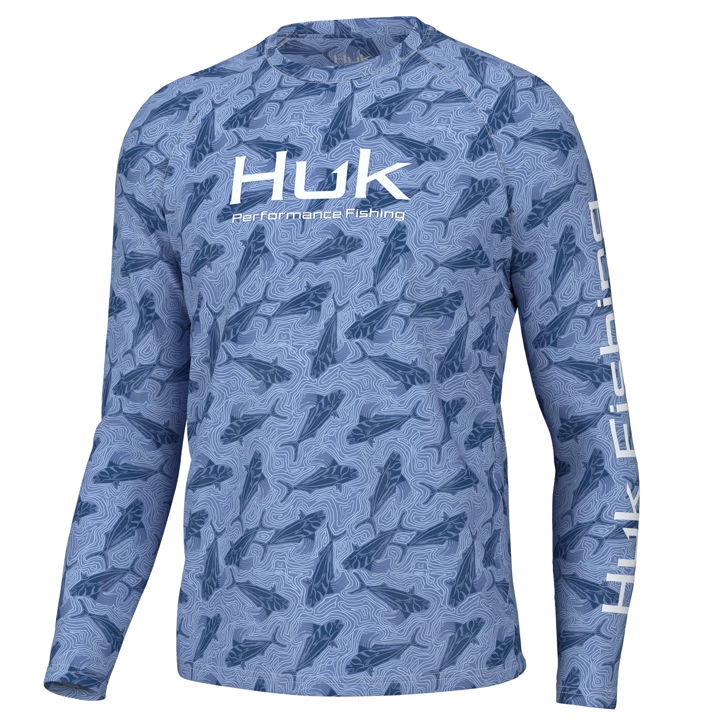 HUK Mens Pursuit Crew Long Sleeve Shirt, Sun Protecting Fishing Shirt